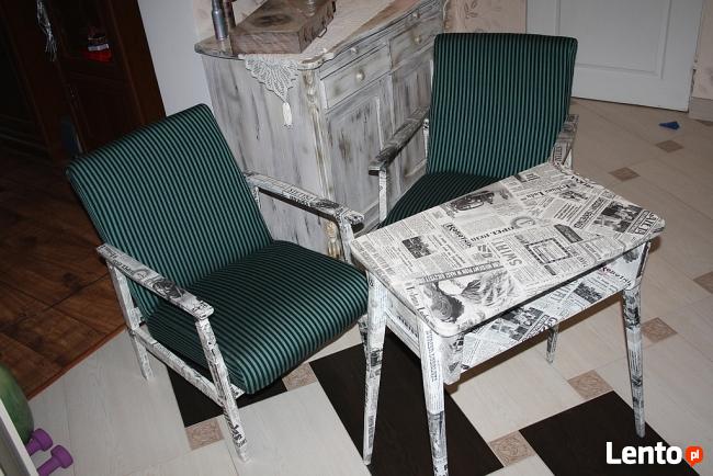 Designerski Wypoczynek PRL fotele ze stolikiem