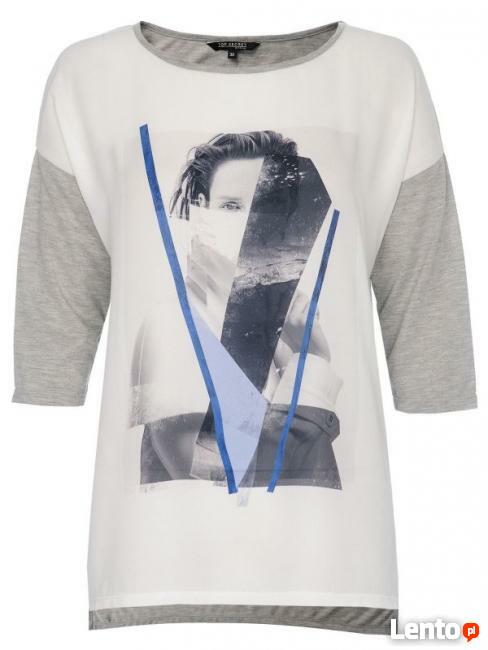 Bluzka biało-szara typu oversize Top Secret