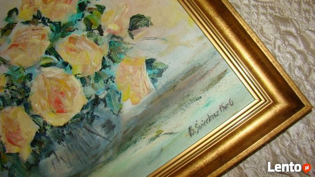 Obraz olejny-KWIATY W WAZONIE -ŻÓŁTE