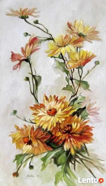 Kwiaty - CHRYZANTEMY - Obraz olejny - Suder