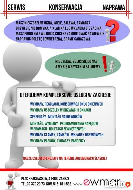 Naprawa, montaż, konserwacja okien, rolet, bram, drzwi.