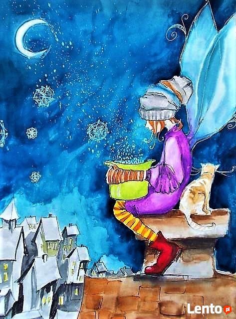 Akwarela "ROBIMY ŚNIEG" artystki Adriany Laube