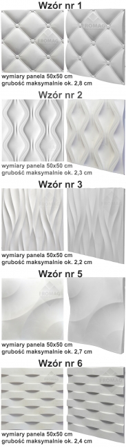 PANEL ŚCIENNY DEKORACYJNY panele 3d płytki gipsowe WZORY