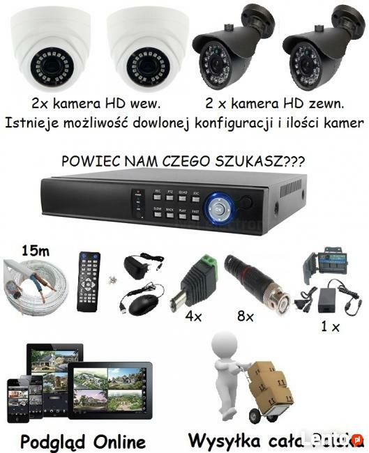 Zestaw kamer do monitorowania 2 x wew. 2 x zew. Monitoring