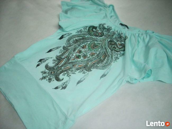 MIĘTOWA bluzka NADRUK bawełna J NOWA 38 M