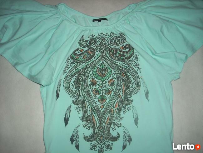 MIĘTOWA bluzka NADRUK bawełna J NOWA 38 M