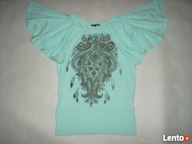 MIĘTOWA bluzka NADRUK bawełna J NOWA 38 M