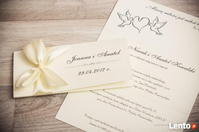 Klasyczne zaproszenia ślubne z kokardą