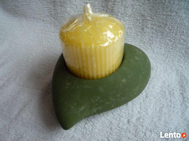 Almi Decor Nowy świecznik zielone serce ceramika + świeczka