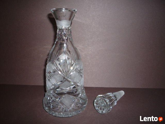 KRYSZTAŁ Kryształowa Karafka + Kieliszki + Patera PRL