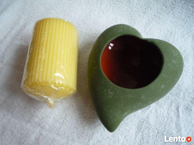 Almi Decor Nowy świecznik zielone serce ceramika + świeczka