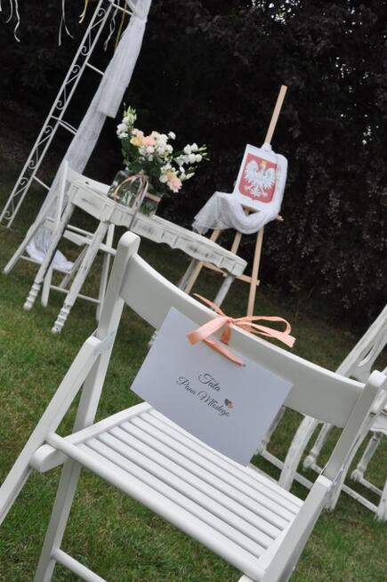 Krzesła plenerowe białe, wypożycze. 15 zł