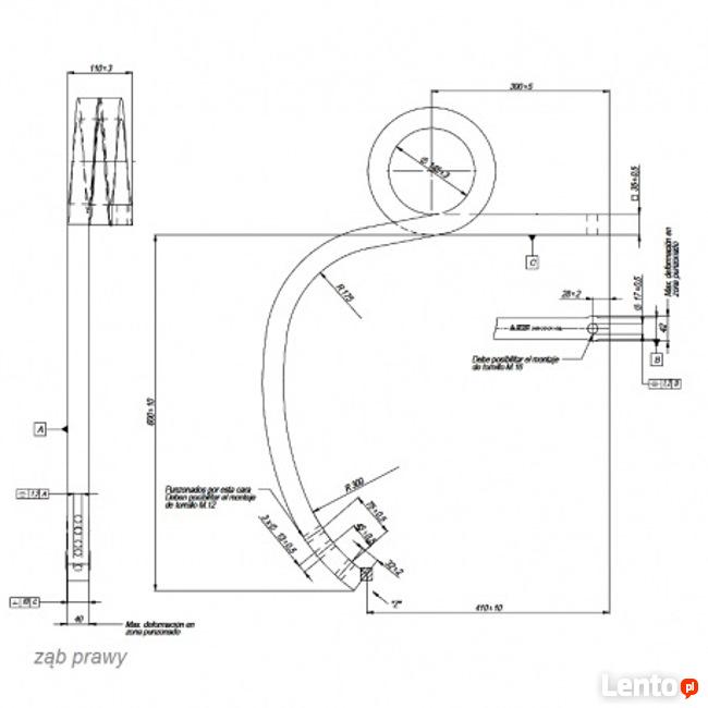 Ząb sprężysty, spiralny ślimak 35x35