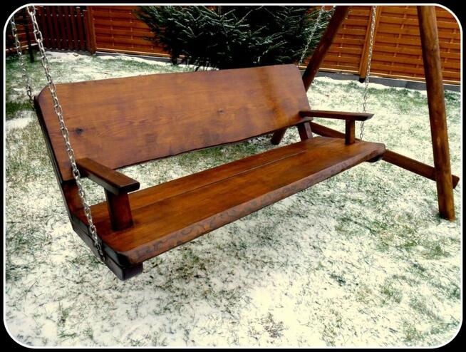 Meble ogrodowe, barowe, drewniane, huśtawka, stó