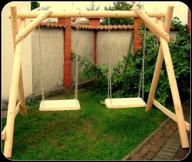 Meble ogrodowe, barowe, drewniane, huśtawka, stó