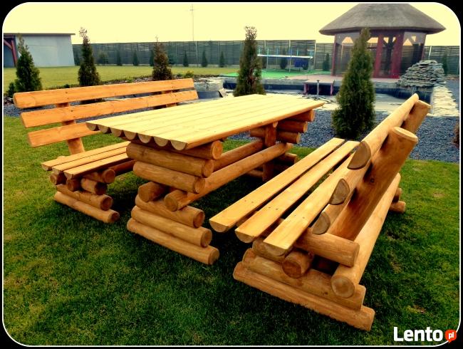 Meble ogrodowe, barowe, stół okragły, krzesła, ławka, huśtawka