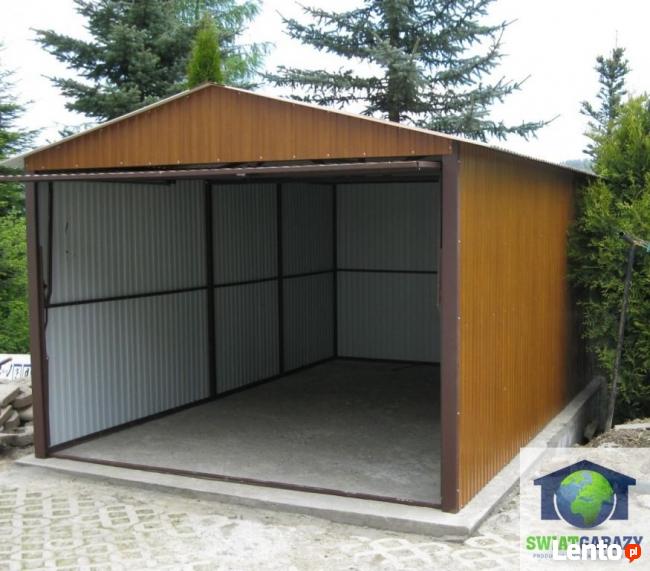 Garaże Blaszane Drewnopodobne Garaż 3x5 Blaszaki Dwuspadowe