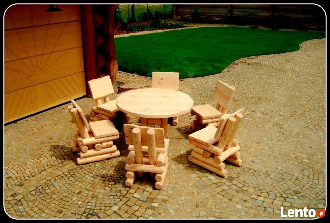 Meble ogrodowe, drewniane, barowe, hustawka, ławka, stó�