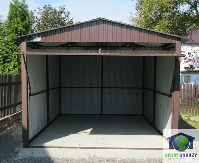 Garaże Blaszane 3x5 Blaszaki Brąz garaże Dwuspadowe