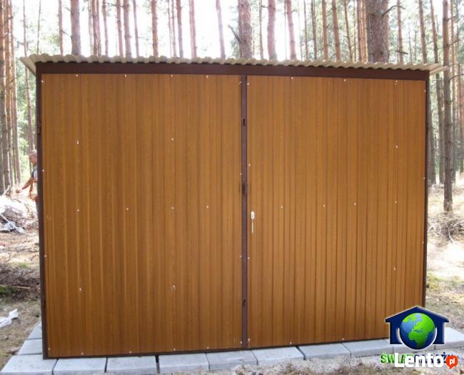 Garaże Blaszane Drewnopodobne Garaż 3x5 Blaszaki Dwuspadowe
