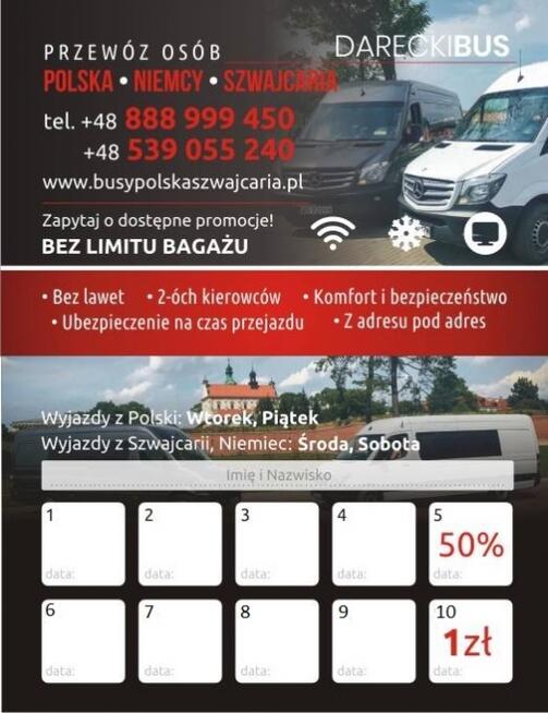 Polska Niemcy Szwajcaria Przewóz Osób tel +48 888999450