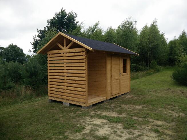 Domek z drewutnią, domek narzędziowy, drewutnia
