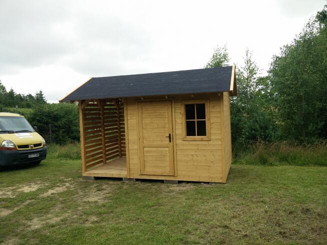 Domek z drewutnią, domek narzędziowy, drewutnia