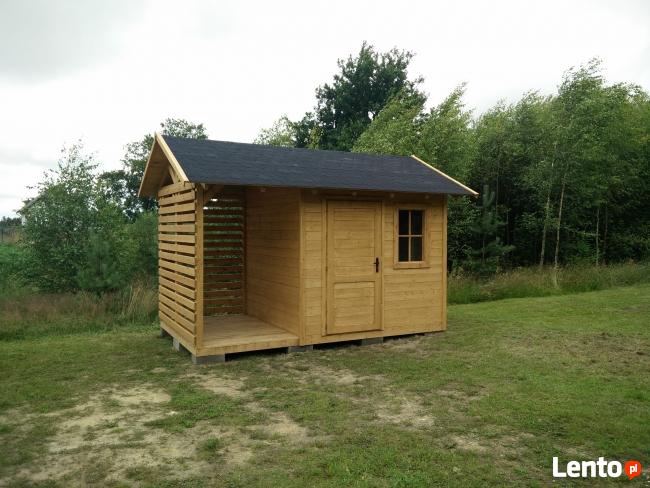 Domek z drewutnią, domek narzędziowy, drewutnia