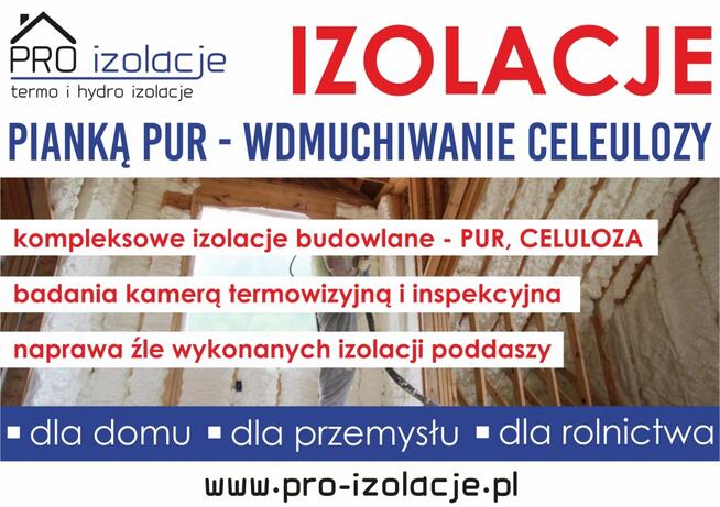 DOCIEPLANIE PODDASZY PIANKA PUR CELULOZA NAPRAWA IZOLACJI