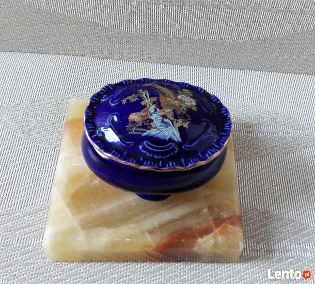 PORCELANA puzderko szkatułka pudełeczko na biżuterię KOBALT