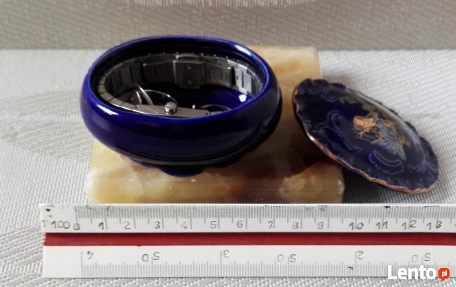 PORCELANA puzderko szkatułka pudełeczko na biżuterię KOBALT