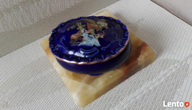 PORCELANA puzderko szkatułka pudełeczko na biżuterię KOBALT