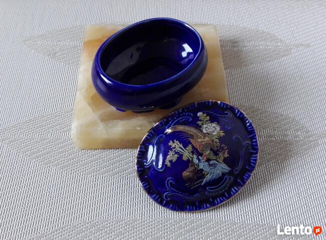 PORCELANA puzderko szkatułka pudełeczko na biżuterię KOBALT