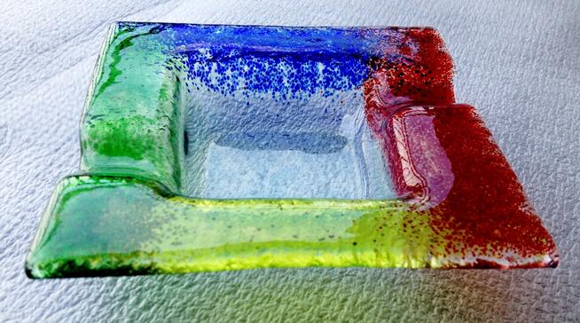 ŚWIECZNIK POPIELNICZKA szkło SZKLANA jak MURANO 11x10 duża