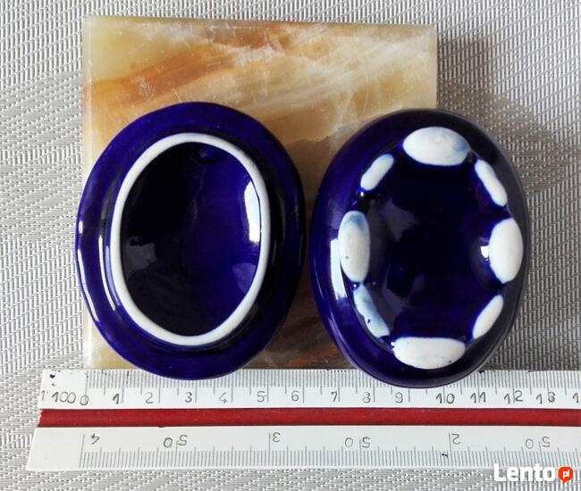 PORCELANA puzderko szkatułka pudełeczko na biżuterię KOBALT