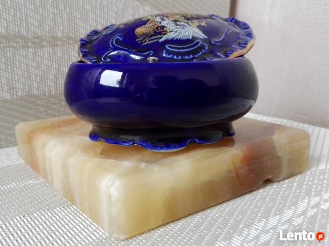 PORCELANA puzderko szkatułka pudełeczko na biżuterię KOBALT