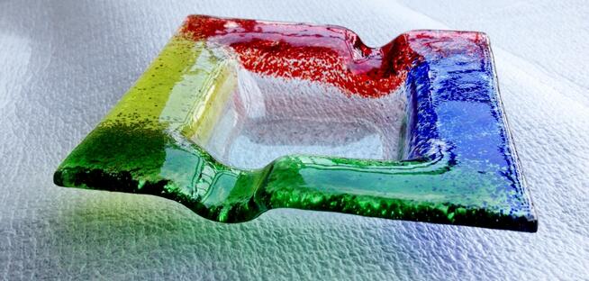 ŚWIECZNIK POPIELNICZKA szkło SZKLANA jak MURANO 11x10 duża