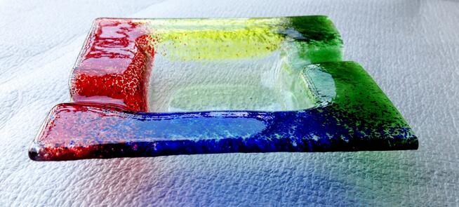 ŚWIECZNIK POPIELNICZKA szkło SZKLANA jak MURANO 11x10 duża