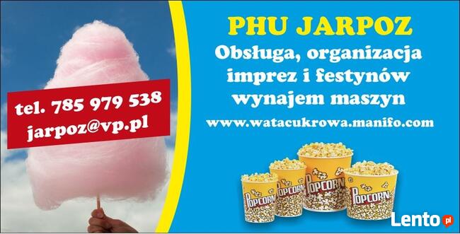 wata cukrowa popcor wynajem maszyn z obsługą