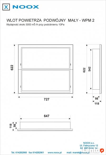 wlot powietrza 3000m3/h - NOWY - PRODUCENT
