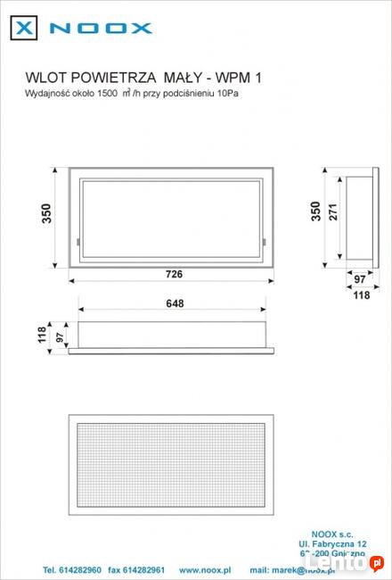 wlot powietrza 3000m3/h - NOWY - PRODUCENT