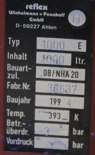 Naczynie wzbiorcze ciśnieniowe oponowe Reflex 1000E zbiornik