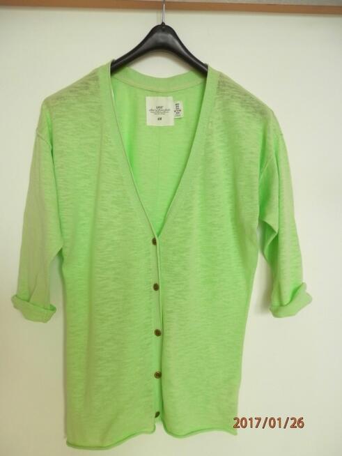 Kardigan HM Limonkowy Bawełniany Długi Blezer M