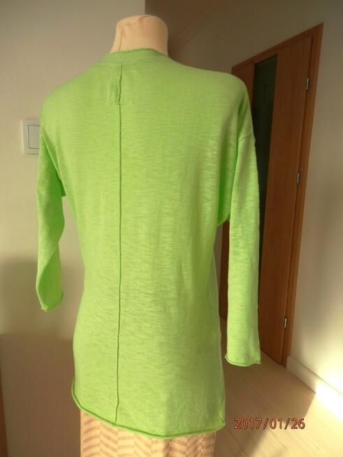 Kardigan HM Limonkowy Bawełniany Długi Blezer M