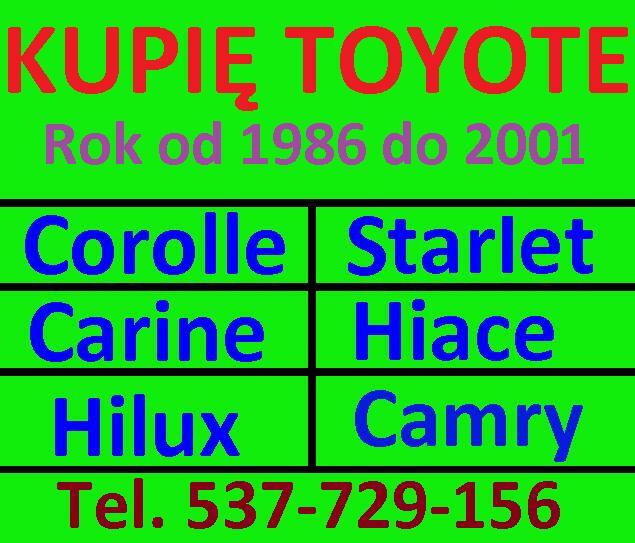 Kupię auta marki TOYOTA, Roczniki od 1986 do 2001