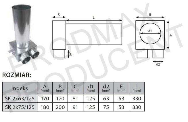 SKRZYNKA ROZPRĘŻNA 2x75/125 Wentylacja Rekuperacja PRODUCENT