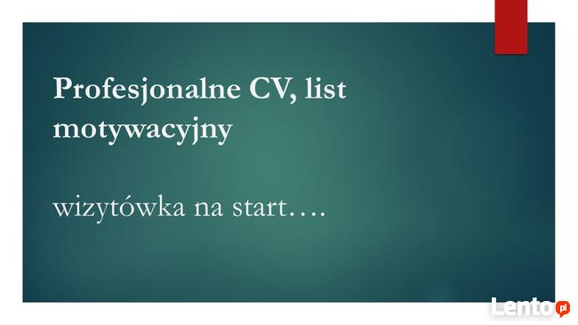 Profesjonalne CV list motywacyjny również j. ang.