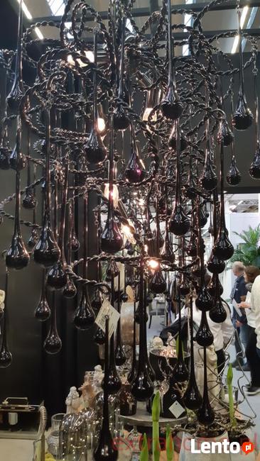 Luksusowy Żyrandol szkło z metaloplastyką Lodowe Krople 160c