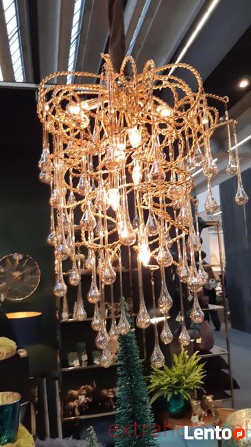 Luksusowy Żyrandol szkło z metaloplastyką Lodowe Krople 160c