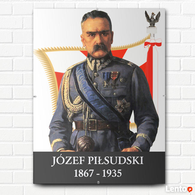 PORTRET ZDJĘCIE JÓZEF PIŁSUDSKI W ANTYRAMIE OBRAZ A4